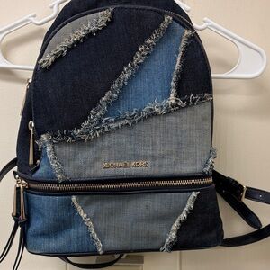Michael Kors Blue Denim Patch Backpack